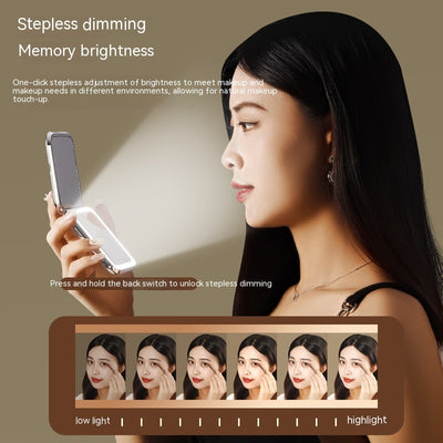 Led Make-up Mirror Electrodeless Dimming Double-sided Foldable HD Handheld Portable Mirror
