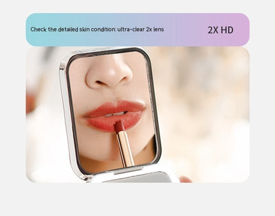 Led Make-up Mirror Electrodeless Dimming Double-sided Foldable HD Handheld Portable Mirror